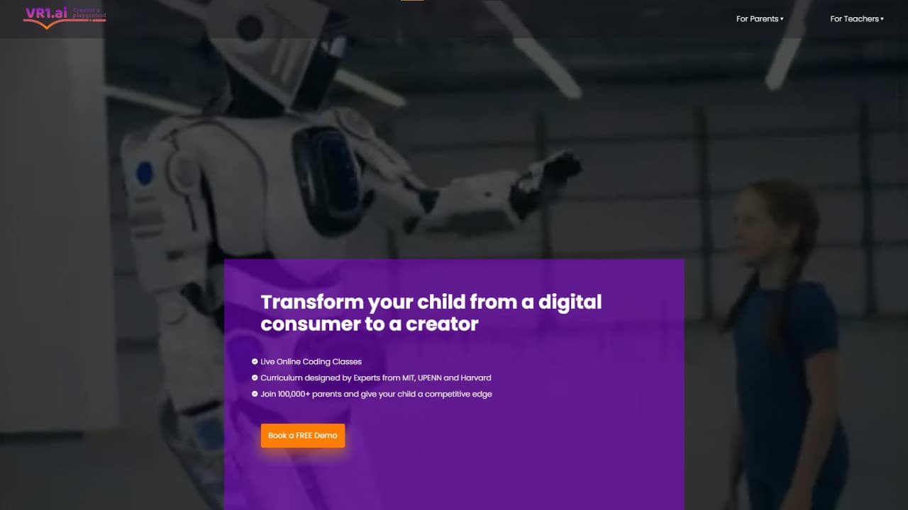 Large screenshot of landing page